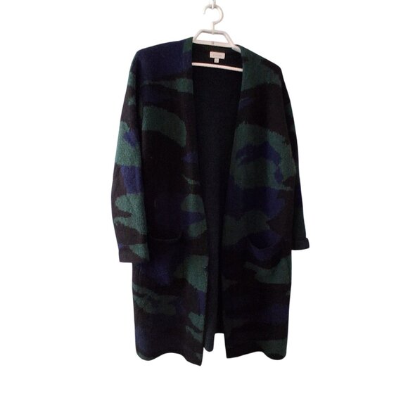 Kinross cardigan sweater womens Medium 100% Yak camo long line - Picture 1 of 5